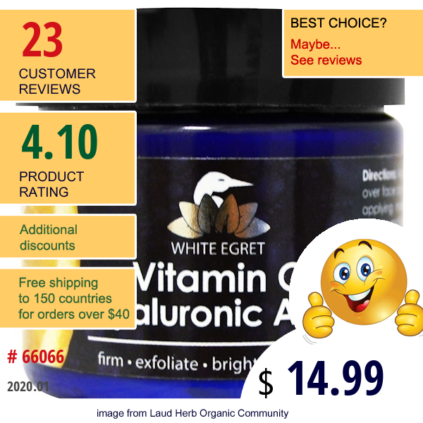 White Egret Personal Care, Vitamin C Hyaluronic Acid, 2 Fl Oz (59 Ml)  