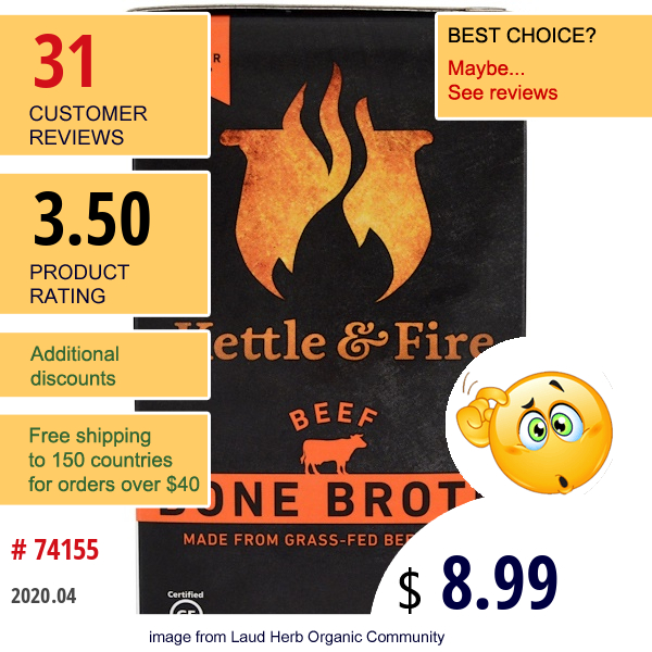 Kettle & Fire, Bone Broth, Beef, 16.2 Fl Oz (480 Ml)  