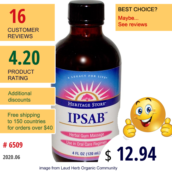 Heritage Store, Ipsab, 4 Fl Oz (120 Ml)  