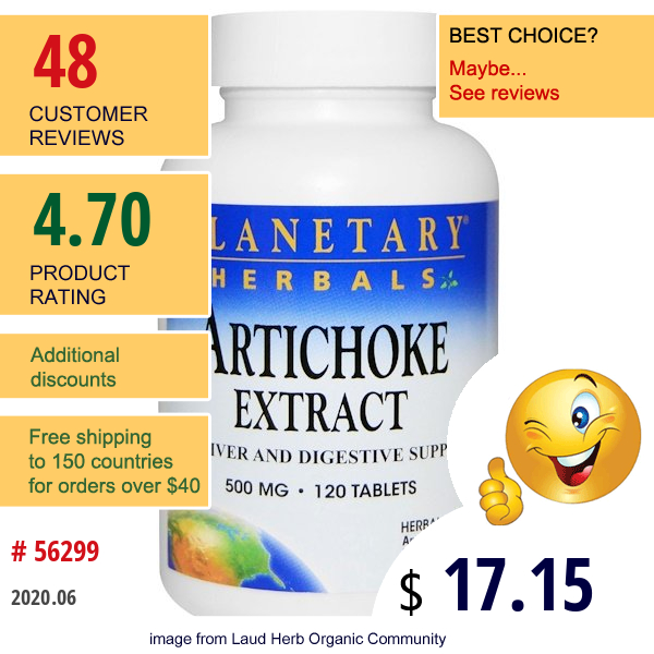 Planetary Herbals, Artichoke Extract, 500 Mg, 120 Tablets