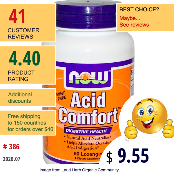 Now Foods, Acid Comfort, Mint Free, 90 Lozenges  