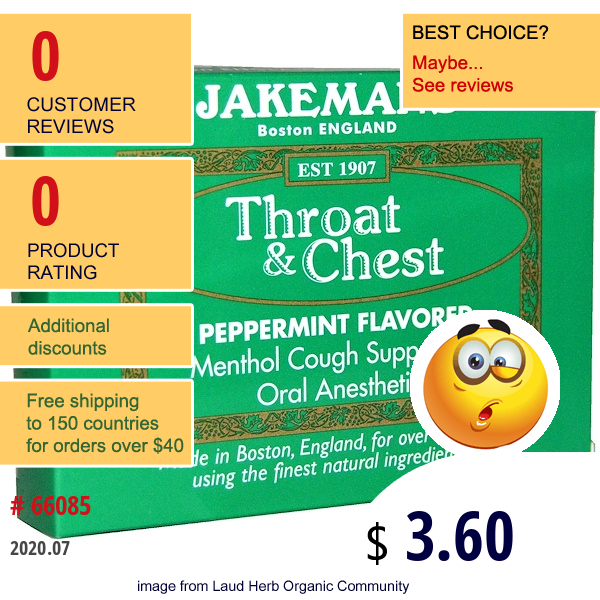 Jakemans, Throat & Chest, Peppermint Flavored, 24 Lozenges  