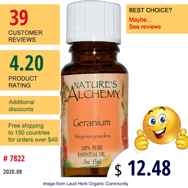 Nature'S Alchemy, Geranium, Essential Oil, 0.5 Oz (15 Ml)  