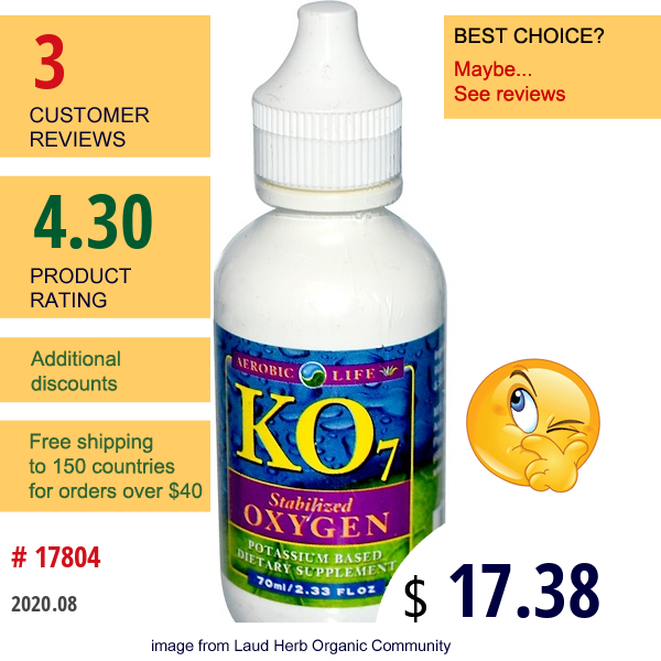 Aerobic Life, Ko7, Stabilized Oxygen, 2.33 Fl Oz (70 Ml)  