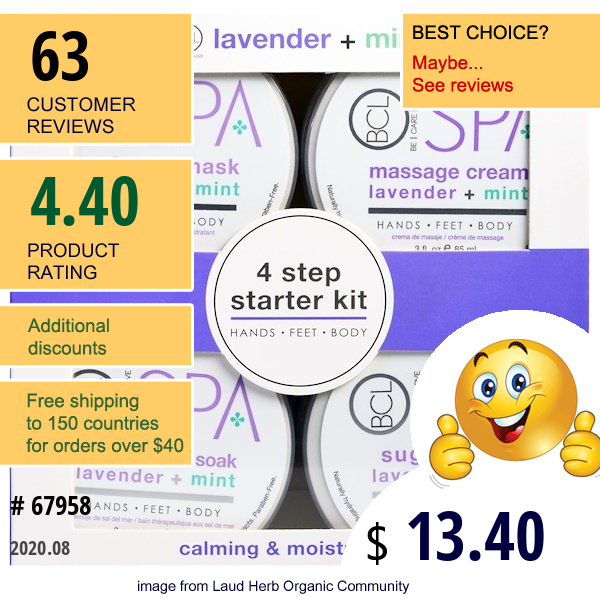 Petal Fresh, Spa, 4 Step Starter Kit, Calming & Moisturizing, Lavender + Mint, 4 - 3 Fl Oz (85 Ml) Each