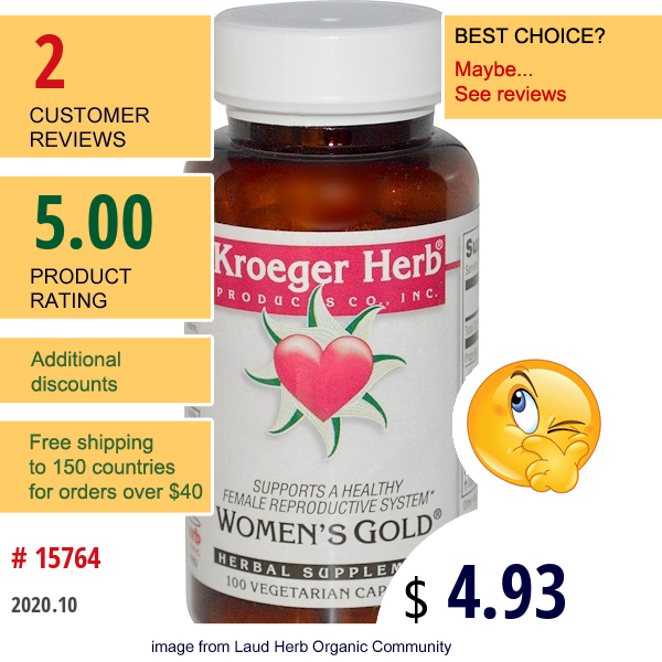 Kroeger Herb Co, Women'S Gold, 100 Veggie Caps  