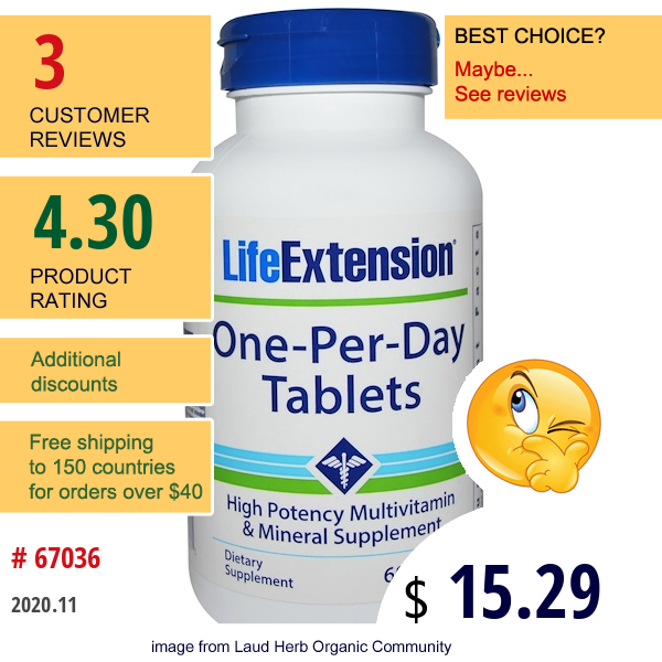 Life Extension, One-Per-Day Tablets, 60 Tablets  