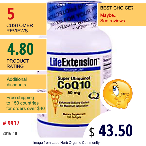 Life Extension, Ubiquinol Coq10, 50 Mg, 100 Softgels  