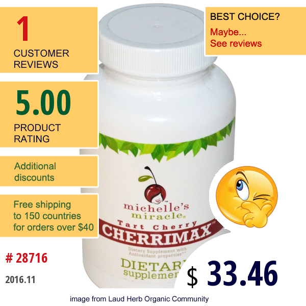 Michelles Miracle, Cherrimax, Tart Cherry, 120 Tablets  