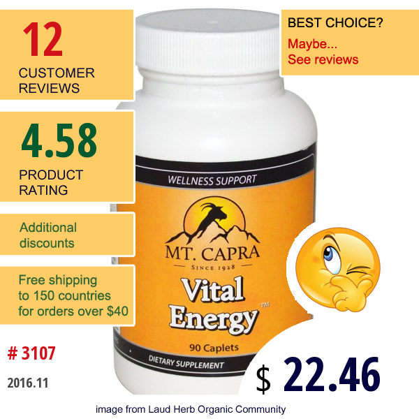 Mt. Capra, Vital Energy, 90 Caplets  