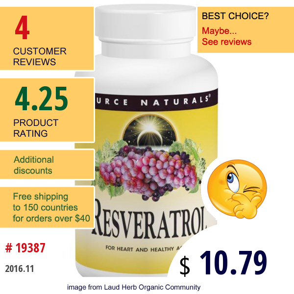 Source Naturals, Resveratrol, 60 Capsules  