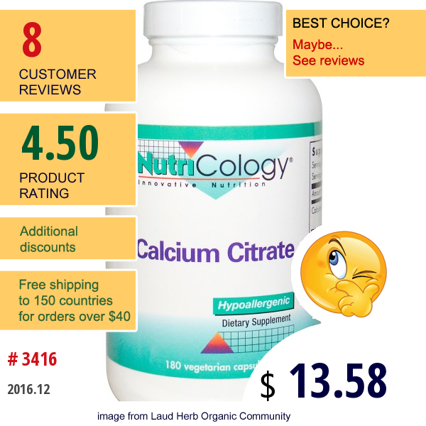 Nutricology, Calcium Citrate, 180 Veggie Caps
