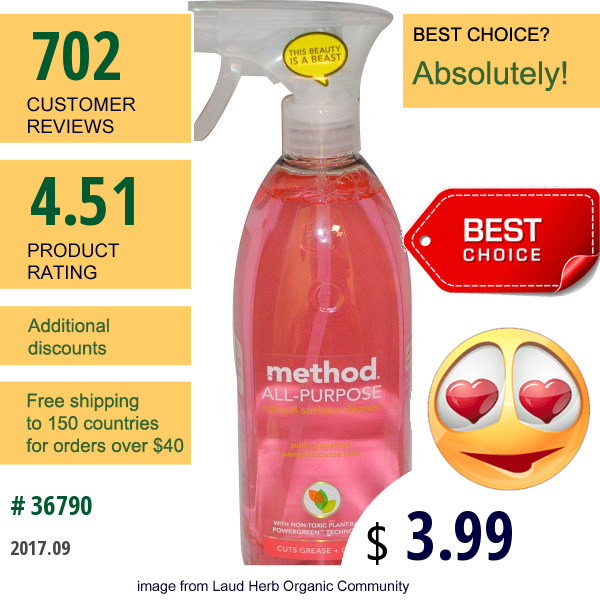 Method, All Purpose Natural Derived Surface Cleaner, Pink Grapefruit, 28 Fl Oz (828 Ml)