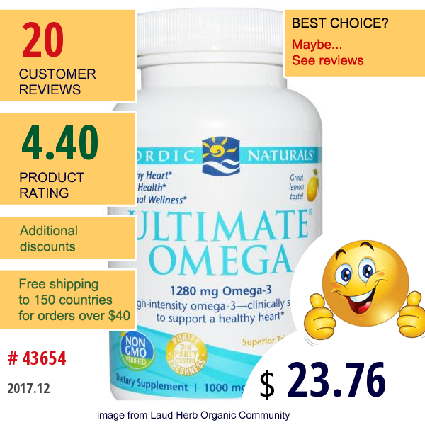 Nordic Naturals, Ultimate Omega, Lemon, 1000 Mg, 60 Soft Gels