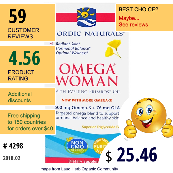 Nordic Naturals, Omega Woman, With Evening Primrose Oil, 830 Mg, 120 Soft Gels
