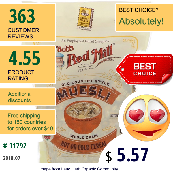 Bobs Red Mill, Old Country Style Muesli, 18 Oz (510 G)