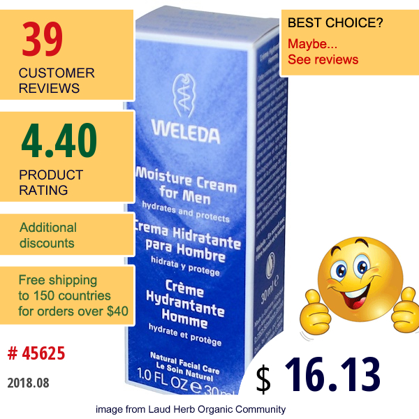 Weleda, Moisture Cream For Men, 1.0 Fl Oz (30 Ml)