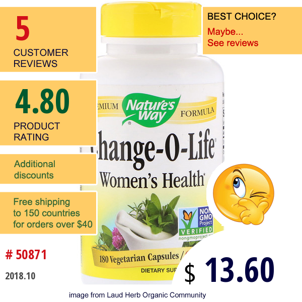 Natures Way, Change-O-Life, Womens Health, 180 Vegetarian Capsules