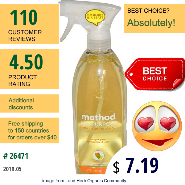 Method, All-Purpose Natural Surface Cleaner, Ginger Yuzu, 28 Fl Oz (828 Ml)