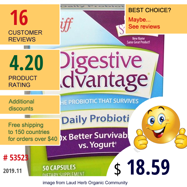 Schiff, Digestive Advantage, Daily Probiotic, 50 Capsules