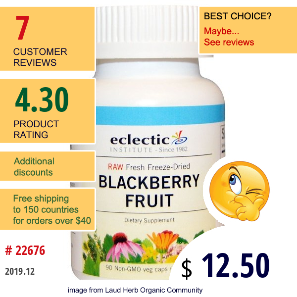 Eclectic Institute, Blackberry Fruit, 480 Mg, 90 Non-Gmo Veggie Caps