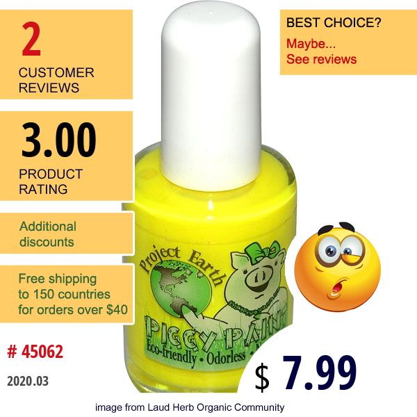 Piggy Paint, Project Earth, Nail Polish, Solar Power, 0.5 Fl Oz (15 Ml)  