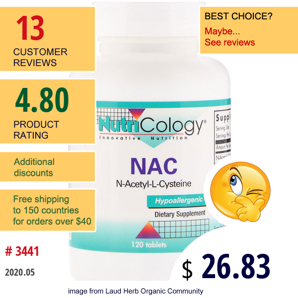 Nutricology, Nac N-Acetyl-L-Cysteine, 120 Tablets