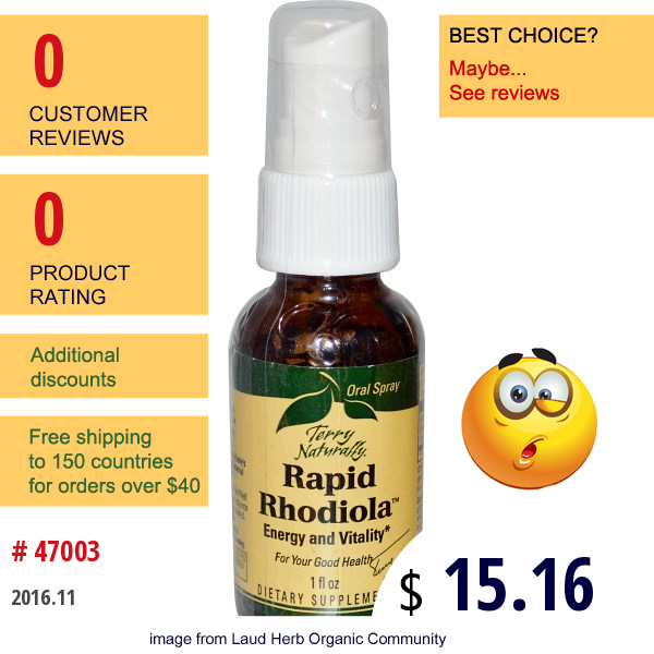 Europharma, Terry Naturally, Terry Naturally, Rapid Rhodiola, 1 Fl Oz  