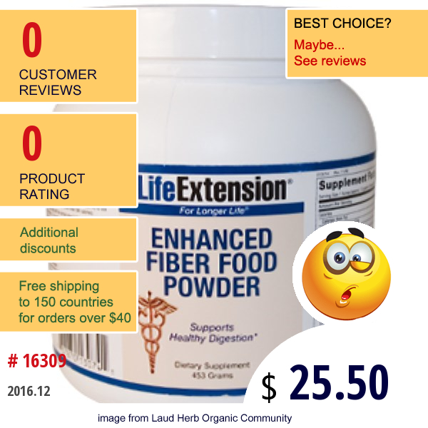 Life Extension, Enhanced Fiber Food Powder, 453 G  