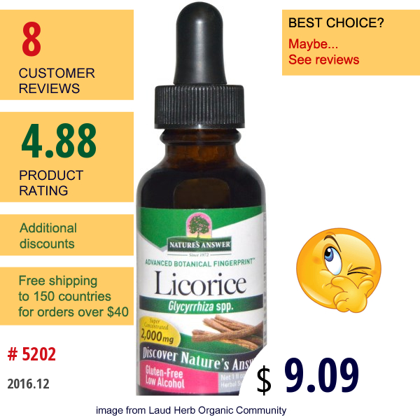 Natures Answer, Licorice, Low Alcohol, 2,000 Mg, 1 Fl Oz (30 Ml)