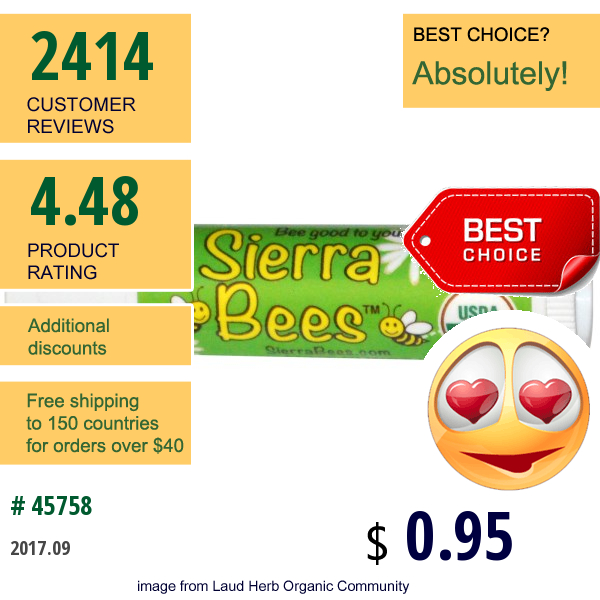 Sierra Bees, Organic Mint Burst Lip Balm  