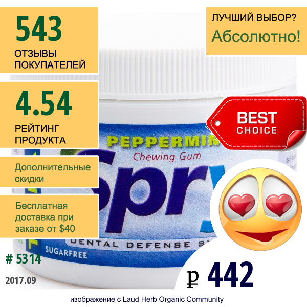 Xlear, Spry, Жевательная Резинка, Перечная Мята, Без Сахара, 100 Штук (108 Г)