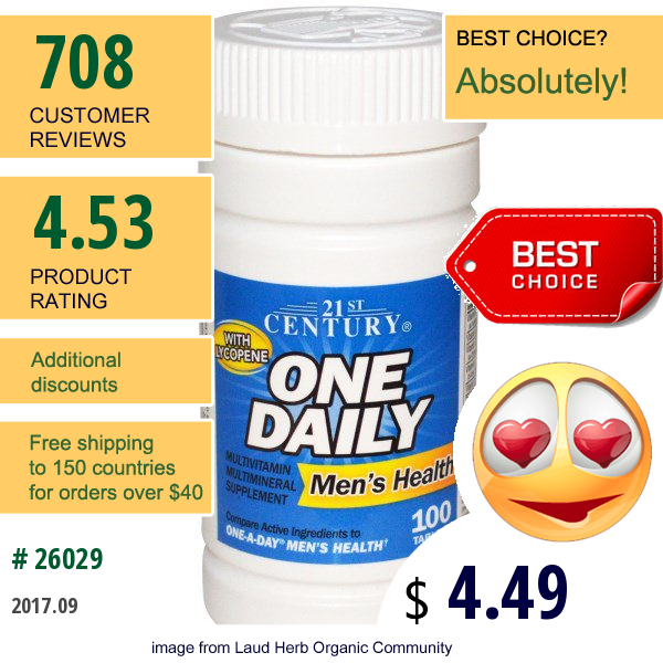 21St Century, One Daily, Mens Health, 100 Tablets