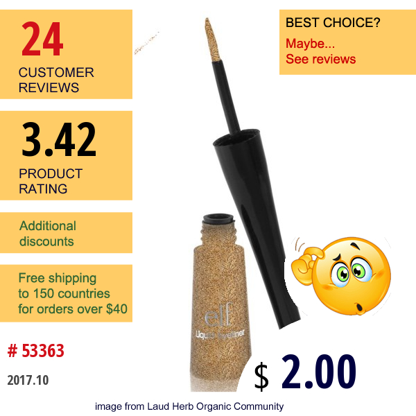 E.l.f. Cosmetics, Liquid Eyeliner, Copper, 0.17 Fl Oz (5 Ml)  