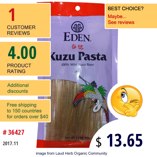 Eden Foods, Kuzu Pasta, 3.5 Oz (100 G)  