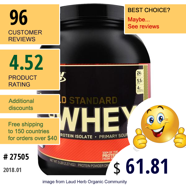 Optimum Nutrition, Gold Standard, 100% Whey, Chocolate Mint, 5 Lb (2.27 Kg)