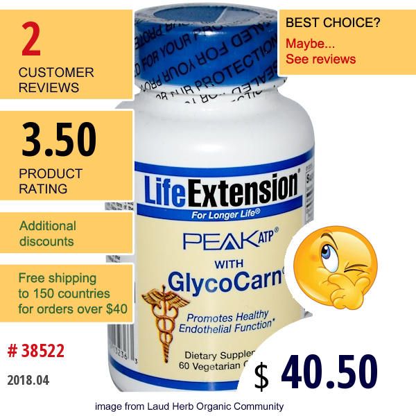 Life Extension, Peak Atp With Glycocarn, 60 Veggie Caps  