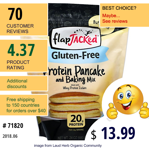 Flapjacked, Protein Pancake And Baking Mix, Gluten-Free Buttermilk, 24 Oz (680 G)
