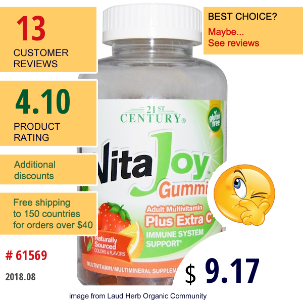 21St Century, Vitajoy Gummies, Adult Multivitamin, Plus Extra C, 120 Gummies