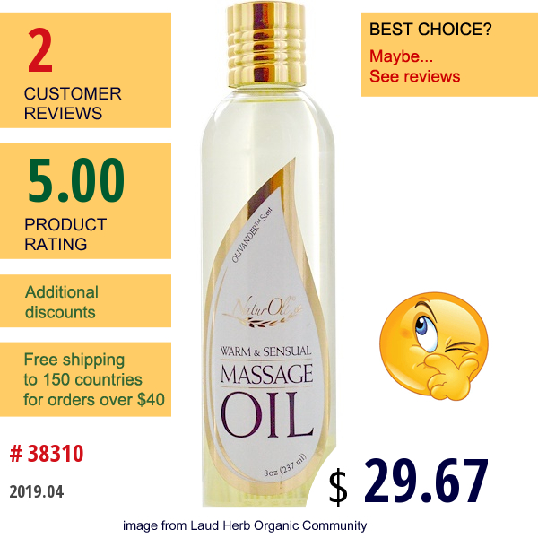 Naturoli, Warm & Sensual Massage Oil, Olivander Scent, 8 Oz (237 Ml)  