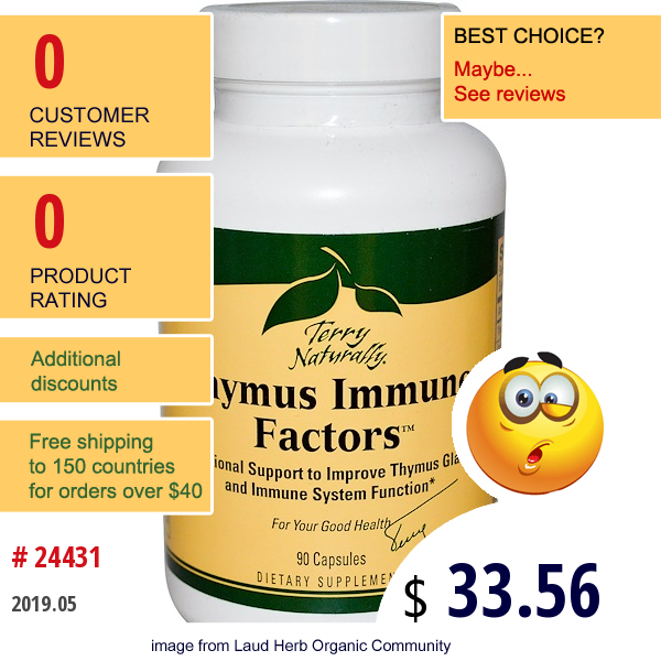 Europharma, Terry Naturally, Terry Naturally, Thymus Immune Factors, 90 Capsules  