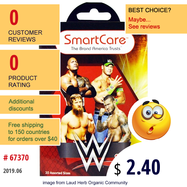 Brush Buddies, Smartcare, Wwe, Bandages, 20 Sterile Adhesive Bandages  