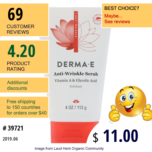 Derma E, Anti-Wrinkle Scrub, 4 Oz (113 G)