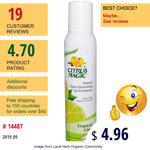 Citrus Magic, Natural Odor Eliminating Air Freshener, Tropical Lime, 3.5 Fl Oz (103 Ml)  