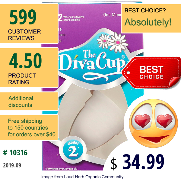 Diva International, The Diva Cup, Model 2, 1 Menstrual Cup