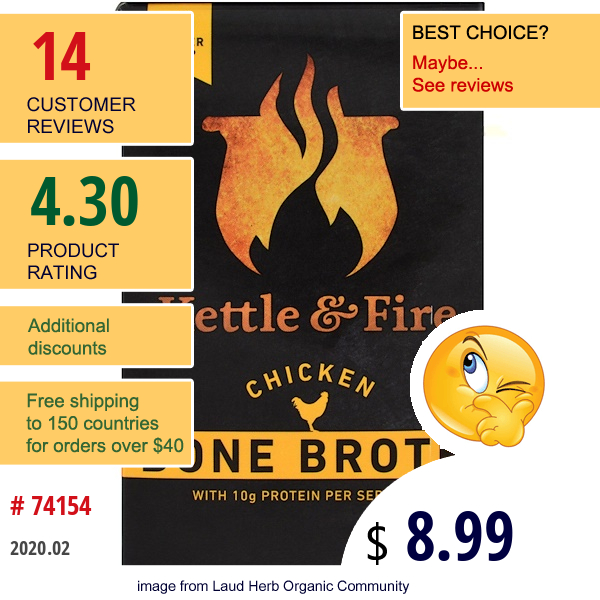 Kettle & Fire, Bone Broth, Chicken, 16.2 Fl Oz (480 Ml)  