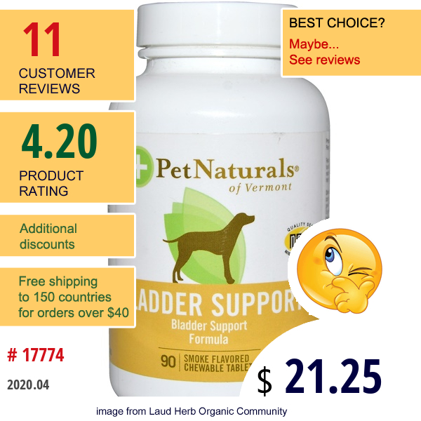 Pet Naturals Of Vermont, Bladder Support, For Dogs, 90 Smoke Flavored Chewable Tablets  