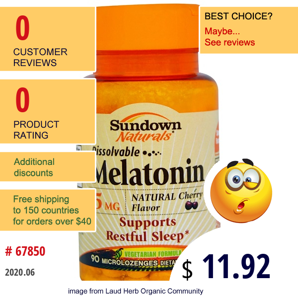 Sundown Naturals, Melatonin, Dissolvable, 5 Mg, 90 Microlozenges  
