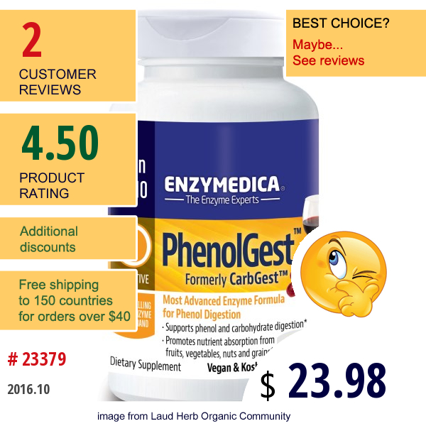 Enzymedica, Phenolgest, 60 Capsules