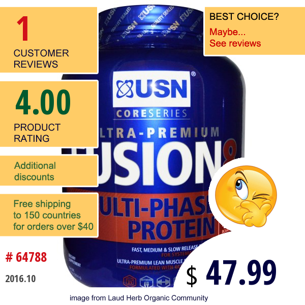 Usn, Fusion 8 Multi-Phase Protein, Strawberry Milkshake, 4 Lbs (1814 G) Usn, Fusion 8 Multi-Phase Protein, Strawberry Milkshake, 4 Lbs (1814 G)
